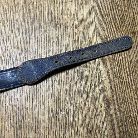 The Leather Shop Belt Vintage Blue Woven Abstract Pattern Skinny - Picture 7 of 8